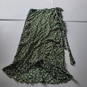 Faithfull The Brand Skirt Womens Medium Floral Wrap Ruffle Midi Anthropologie